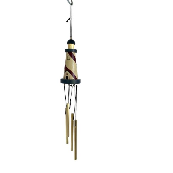 Lighthouse-Themed Wind Chime Brass Tubes & Hand-Painted Nautical Design By NCE - Picture 5 of 9